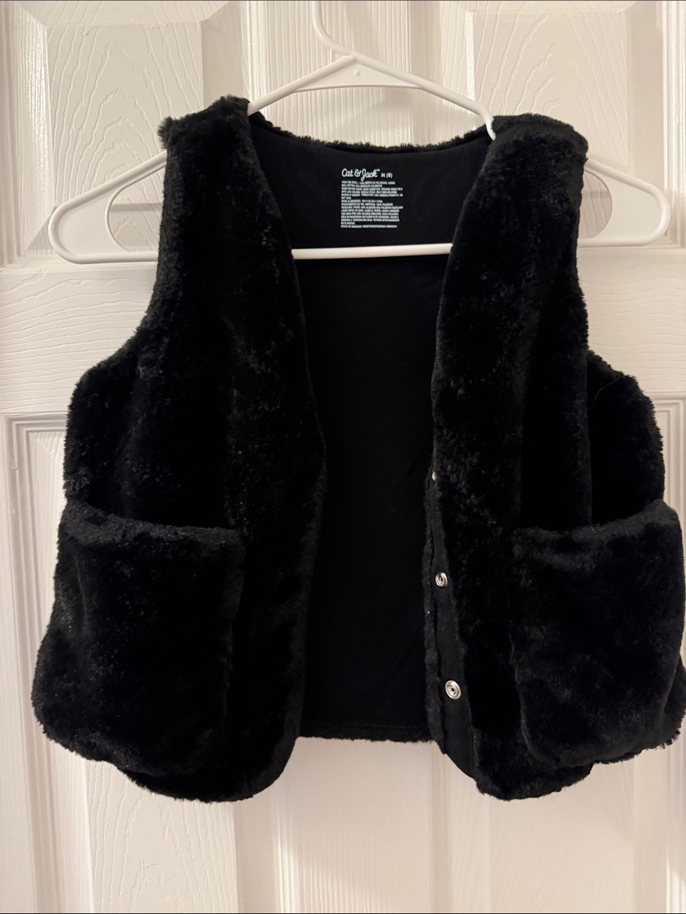 Cat & Jack Black Faux Fur Pocket Vest for Girls